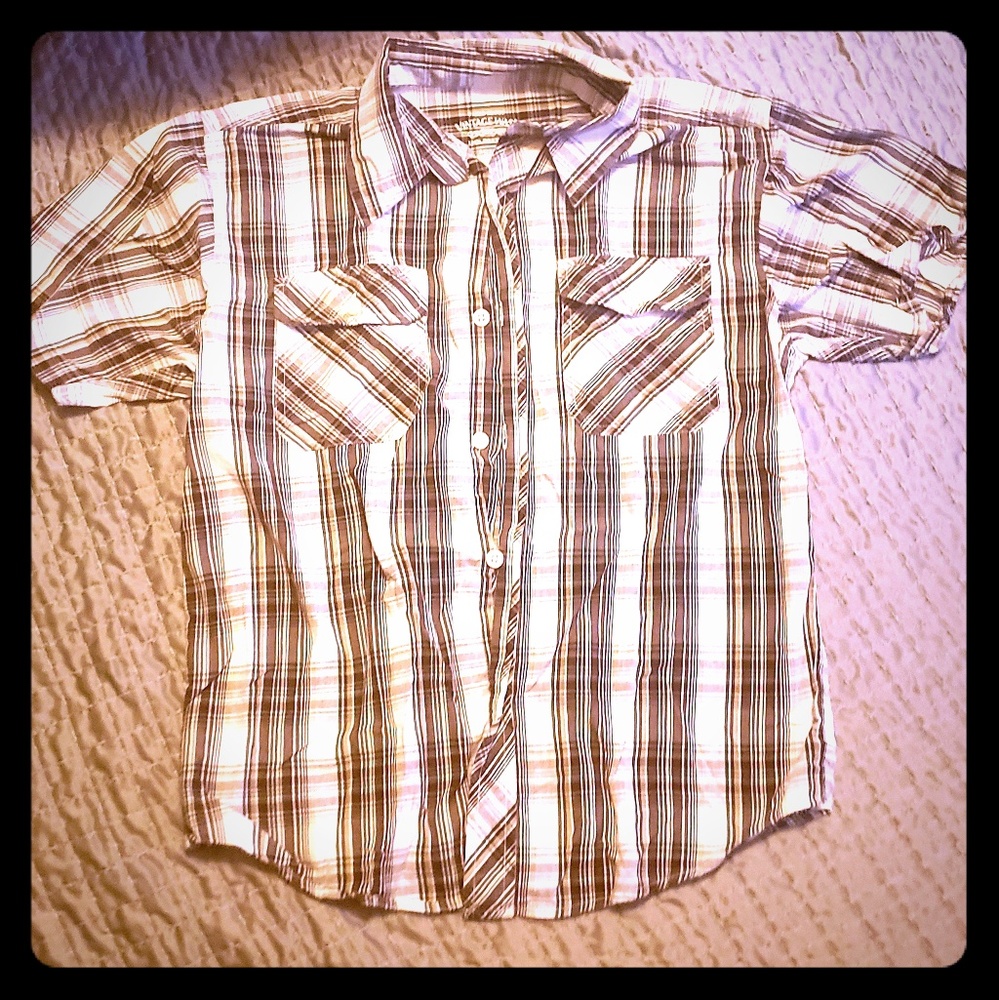 Boy's Plaid Short Sleeve Button Down Shirt